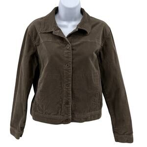 Easyspirit Jacket Brown WMNS Sz 4 Corduroy Stretch Button Up Collared Light Coat
